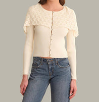 525 America - Beatrice Cape Crochet Like Cardigan