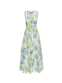Oscar De La Renta - Sleeveless Allium Print Poplin Dress
