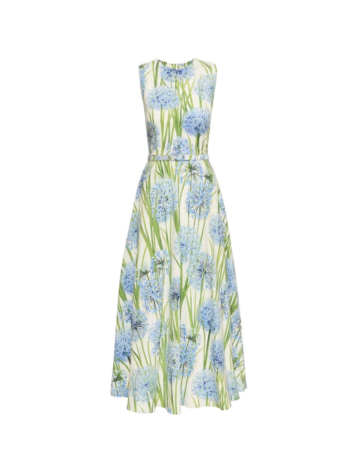 Oscar De La Renta - Sleeveless Allium Print Poplin Dress
