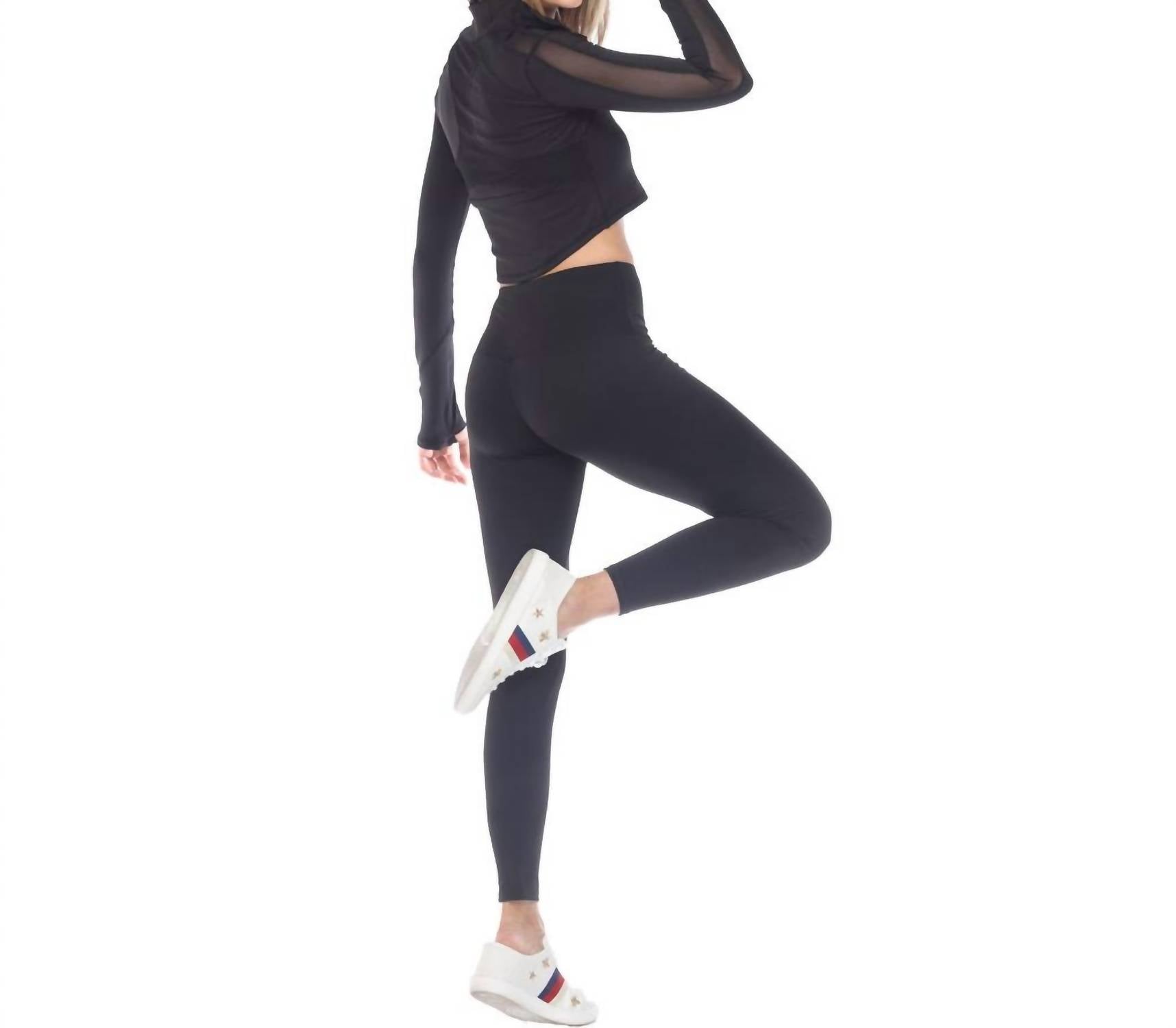 GOLDHAUS High Rise Leggings in black - women's pants - detail view