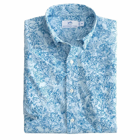 Southern Tide - Men's Floral Coral Intercoastal Short Sleeve Sport Shirt