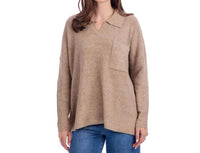 mudpie Noa Collared Sweater in tan - women's sweater