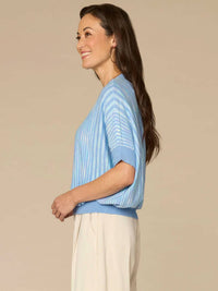 Democracy - Short Dolman Sleeve Double Round Neck Two Tone Space Dye Sweater