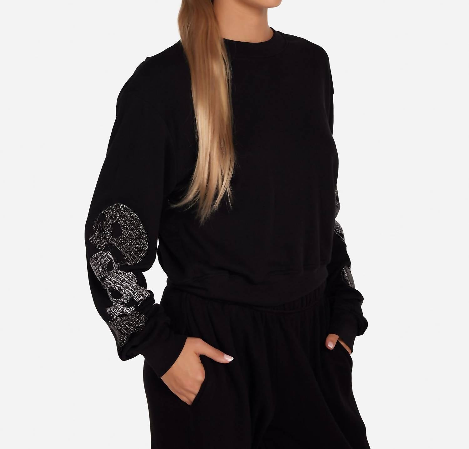 Lauren Moshi - Spalding Stud Skulls Crewneck Sweatshirt