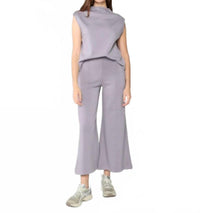 RIPLEY RADER Scuba Cropped Wide Leg Pant in silver - women's pants