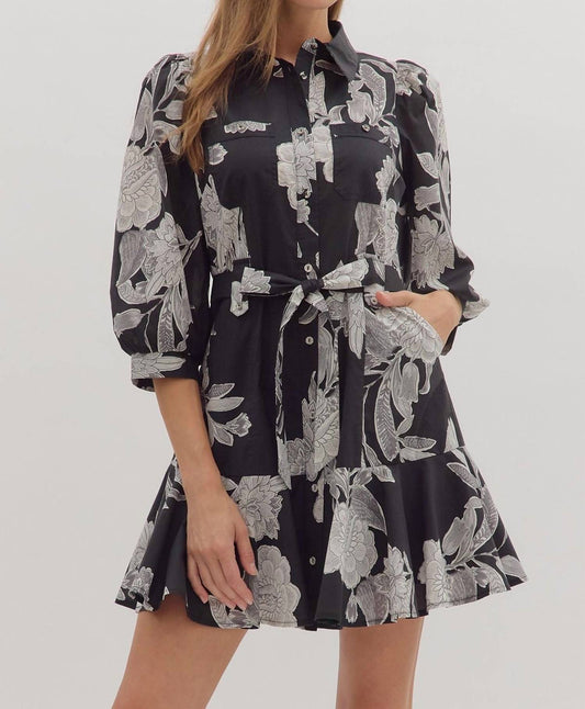 Entro - Garden Bloom Belted Mini Dress