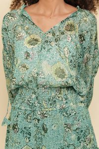 Smocked Bottom Peasant Chiffon Blouse