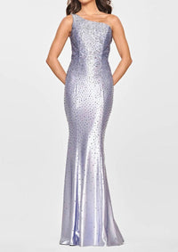 FAVIANA Stud One Shoulder Gown in shimmer peri - women's dress