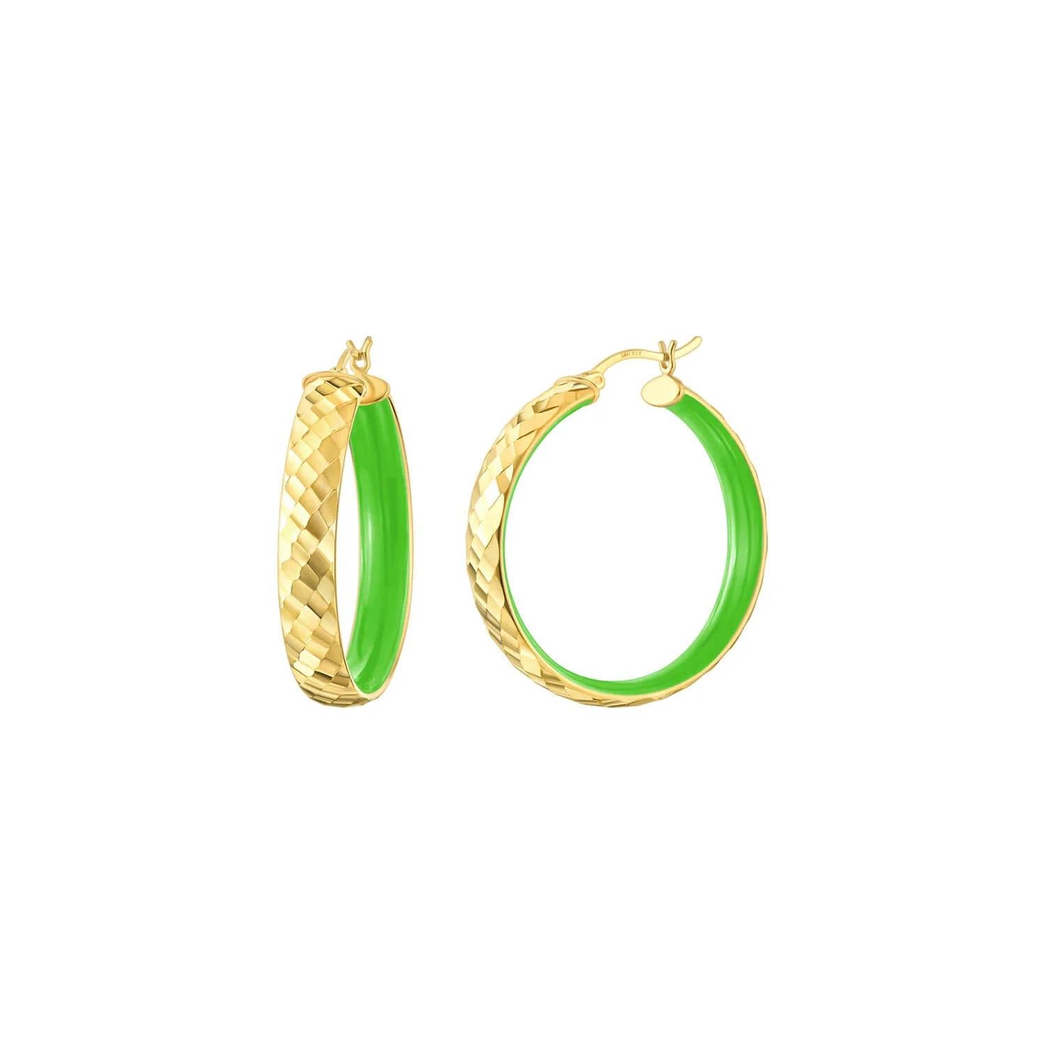 Gold & Honey - Women's Enamel Hammered Hoop Earrings