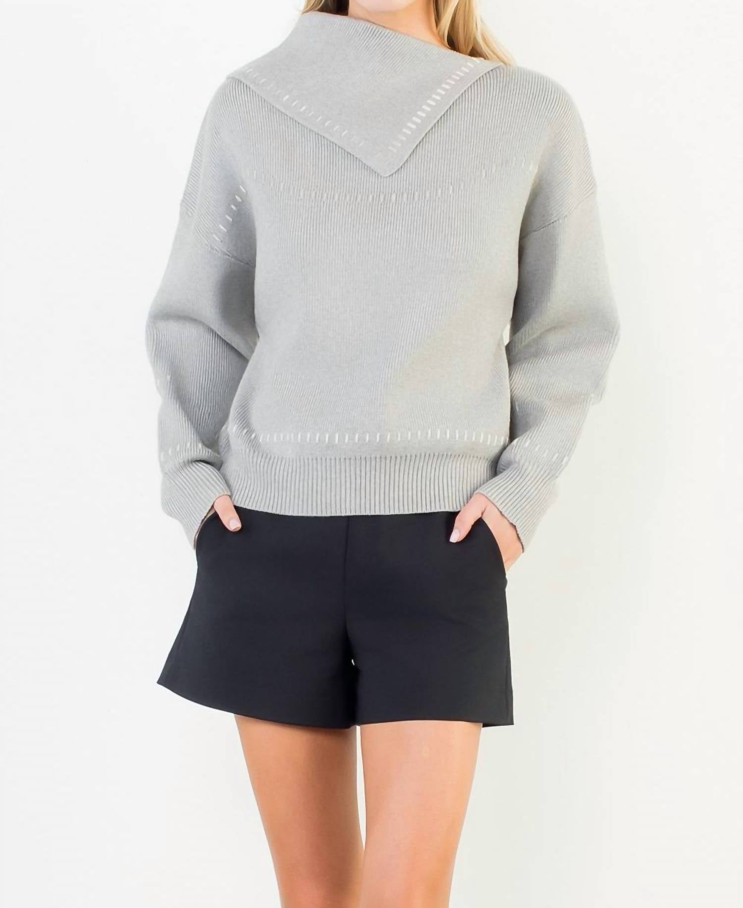 Thml - Split Neck Exposed Stitch Sweater