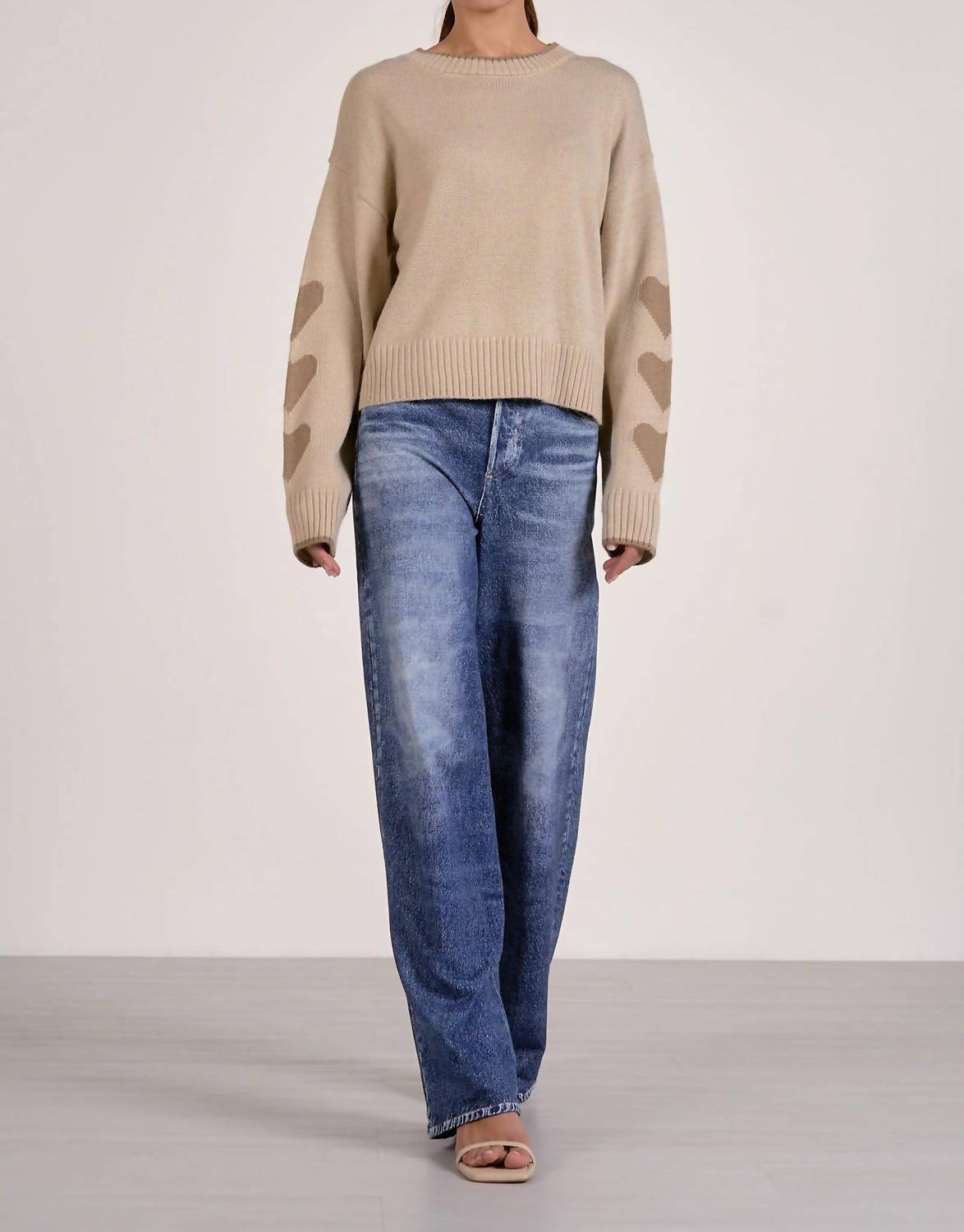 ELAN Hearts Sweater in beige - women's sweater - view 4