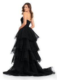 Ashleylauren - Tiered Ruffle Tulle Prom Gown