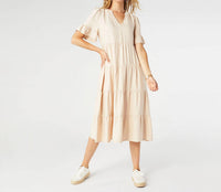 COCO + CARMEN Margaux Tiered Ruffle Sleeve Dress in natural - women's dress