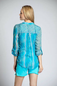 Apny - Roll Sleeve Button Up Top