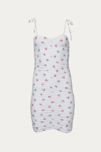 Endless Blu. - FLORAL RUCHED STRETCH-JERSEY MINI DRESS