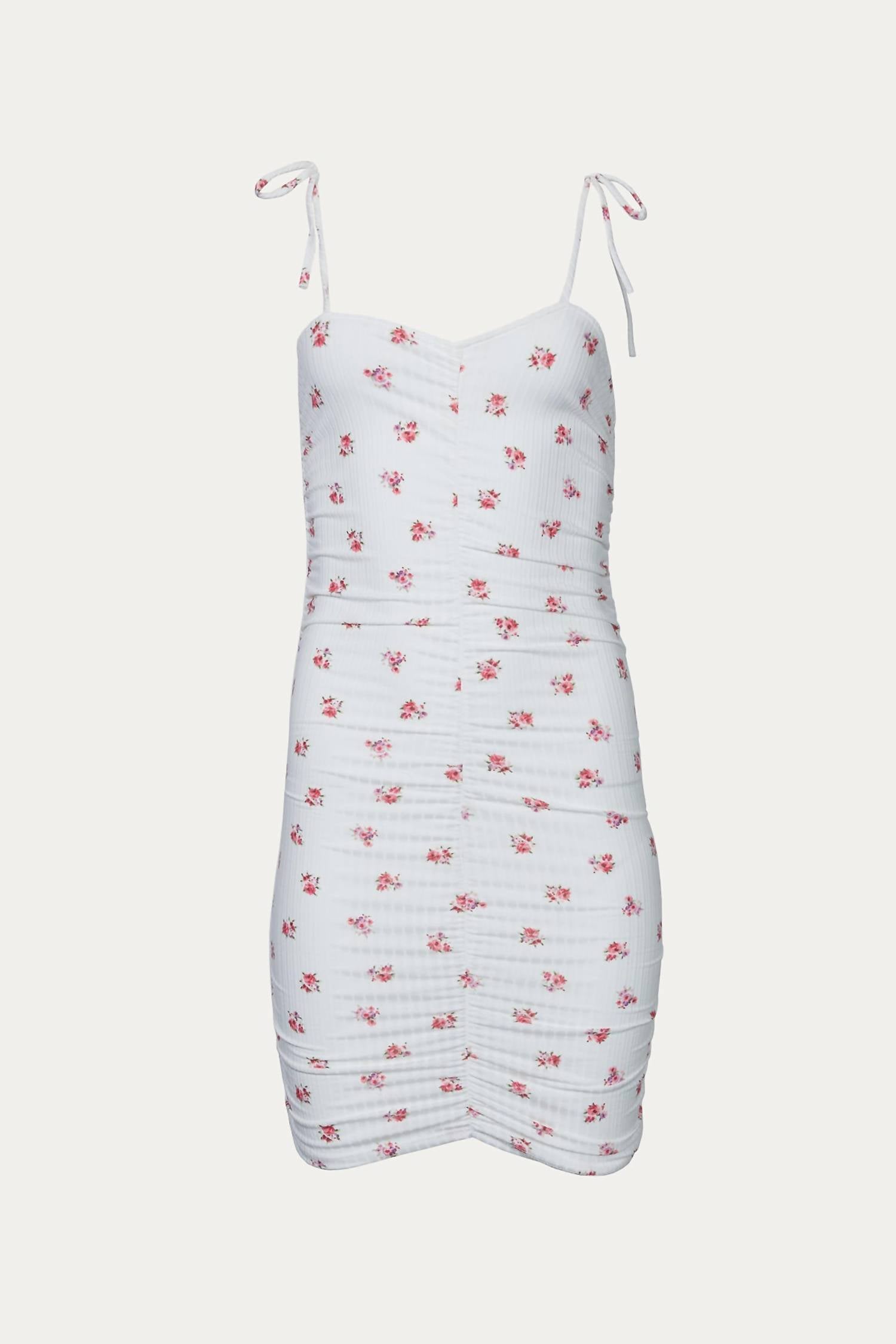 Endless Blu. - FLORAL RUCHED STRETCH-JERSEY MINI DRESS