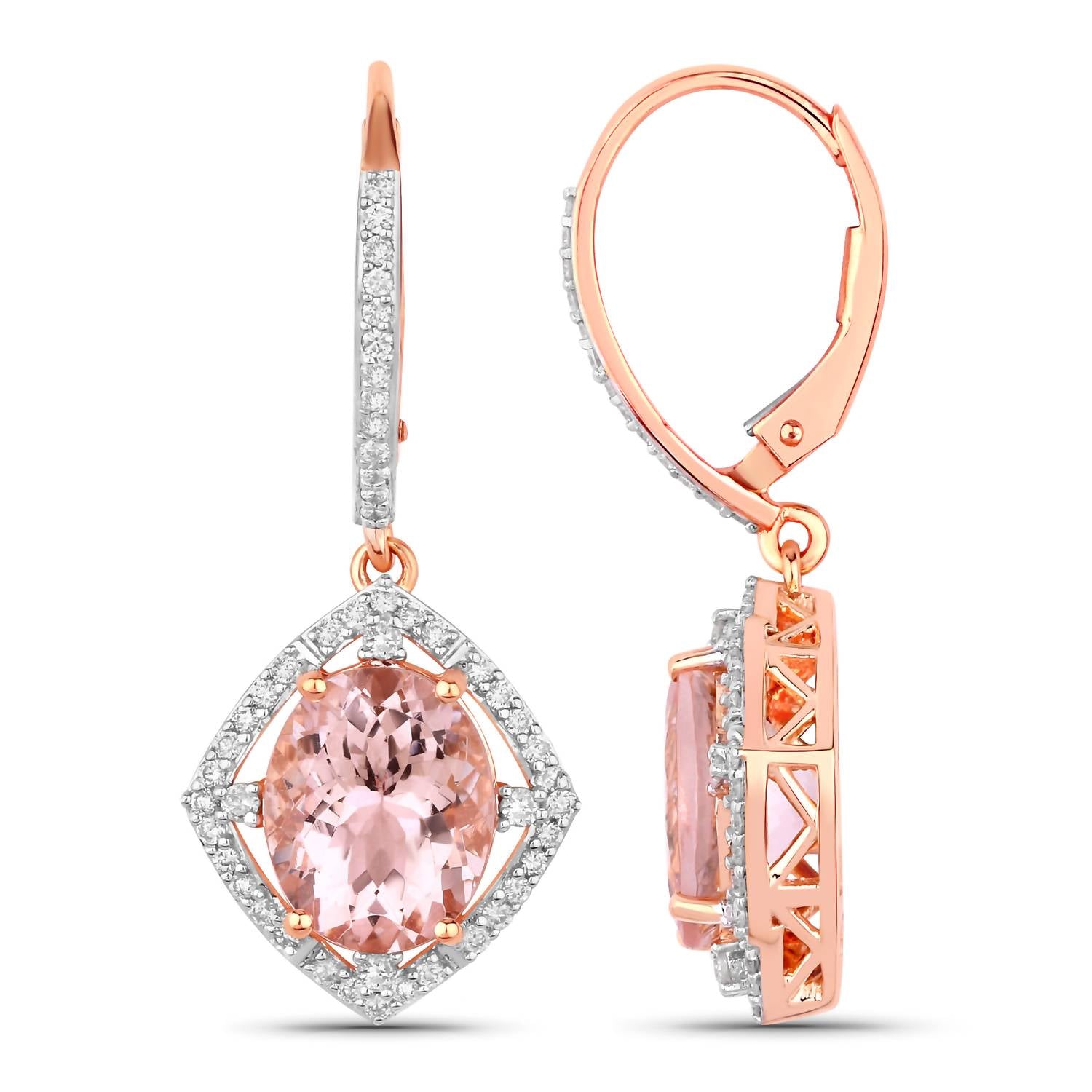 Diana M Jewels - Women's Oval Natural Morganite Stud Earrings (5.53 Ct) - Elegant
