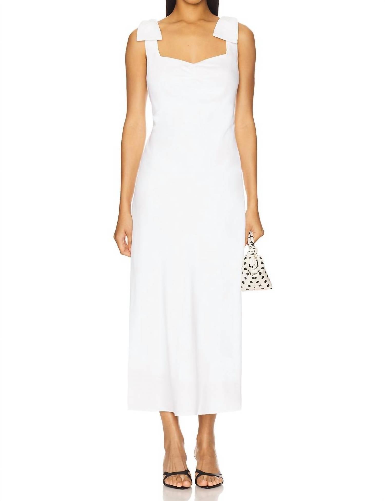 ASTR Kateleya Bow Detail Midi Dress in white - women's dress