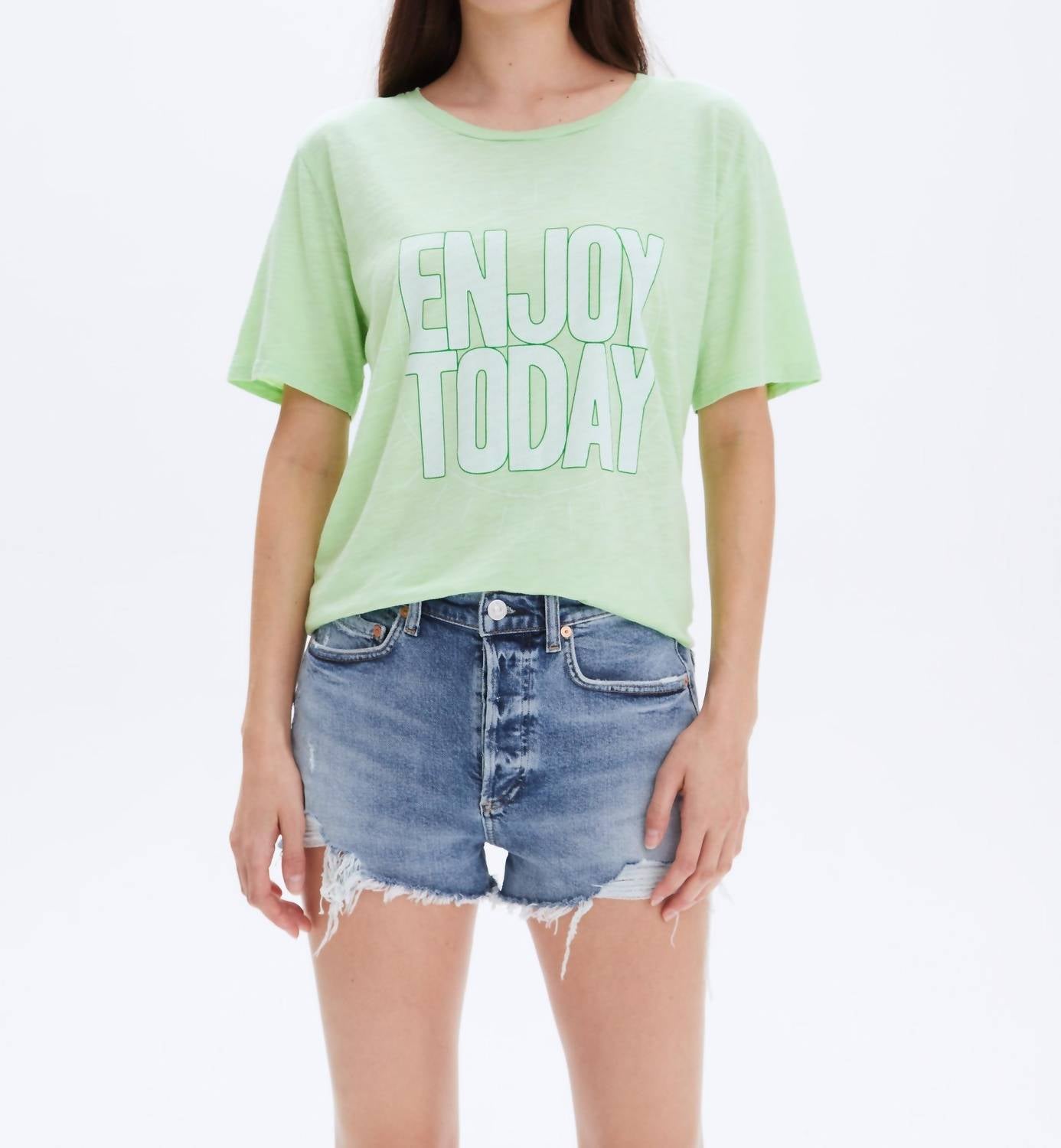 CHRLDR Enjoy Today Tee in bright green - women's t-shirt