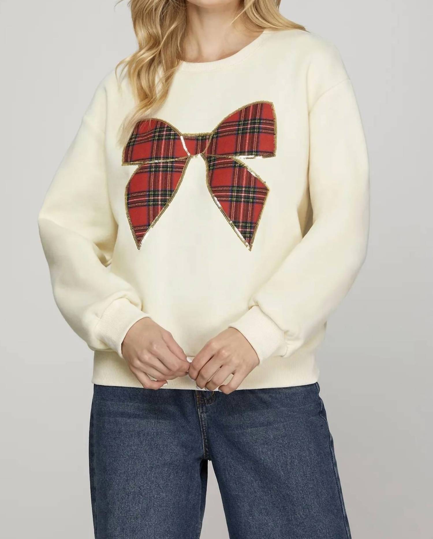 She + Sky - Bow Crewneck Sweater