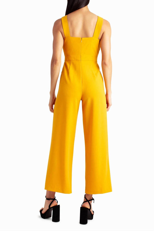 Nicole Miller - Crisscross Halter Neck Keyhole Front Pleated Stretch Crepe Jumpsuit