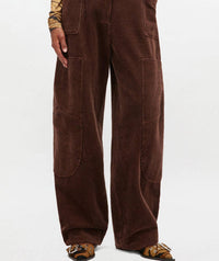 GANNI Seersucker Corduroy Curved Pants in chicorycoffee - women's pants
