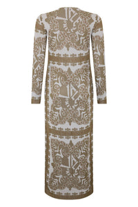 Valentino Women's Elegant Long Dress With Refined Geometric Print in brown - women's item - detail view