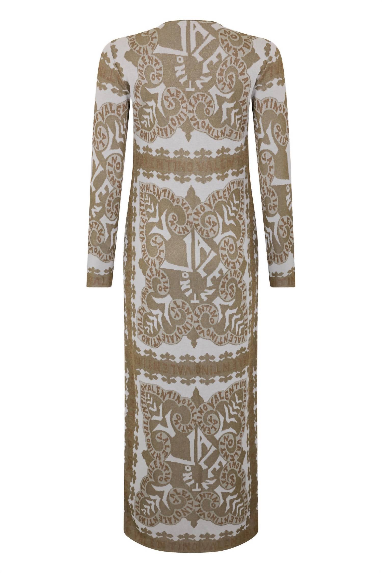 Valentino Women's Elegant Long Dress With Refined Geometric Print in brown - women's item - detail view