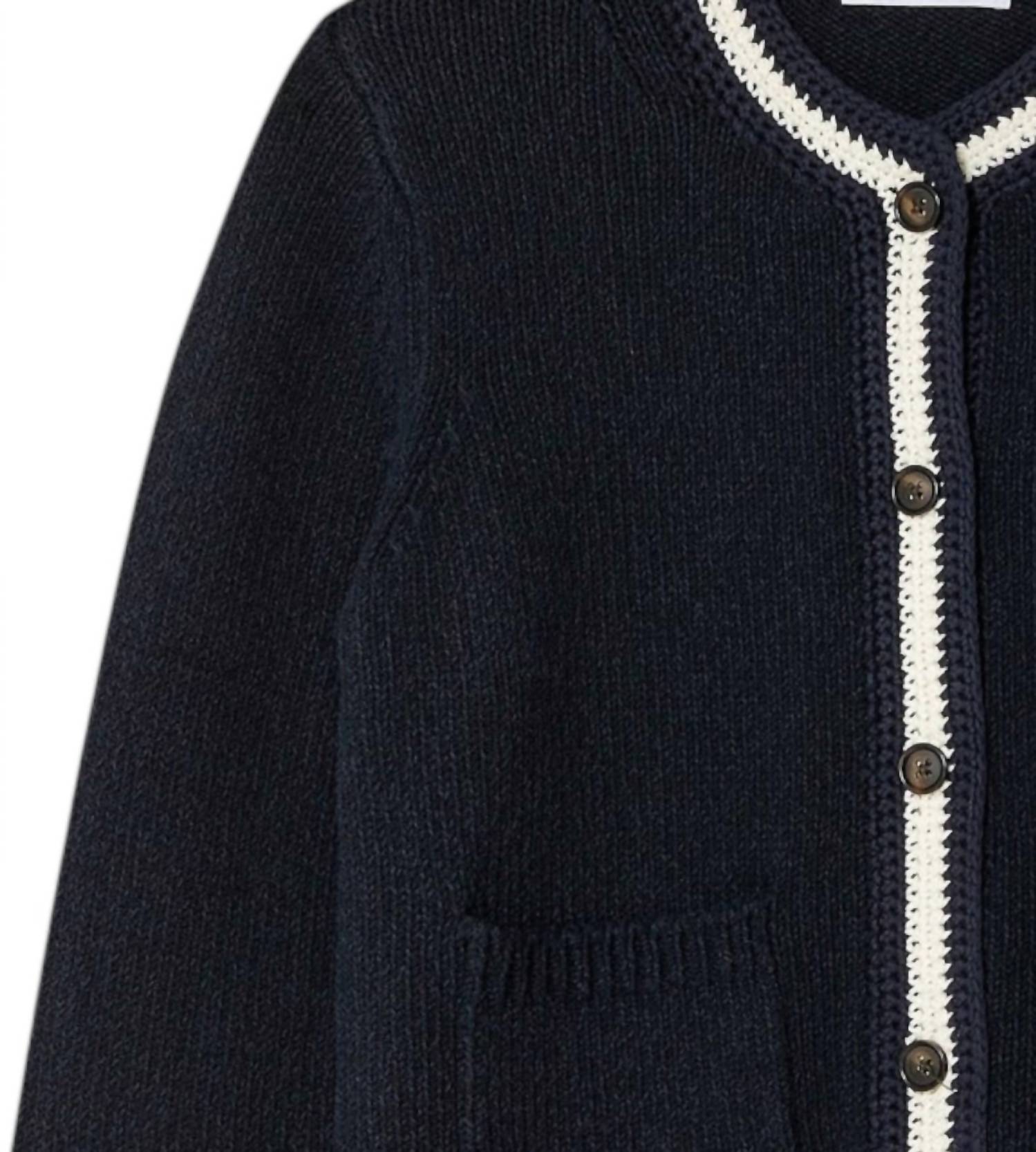 White + Warren - Women's Lofty Cotton Crochet Trim Cardigan