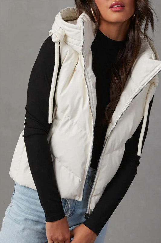 Hidden - Short Hooded Down Sleeveless Vest
