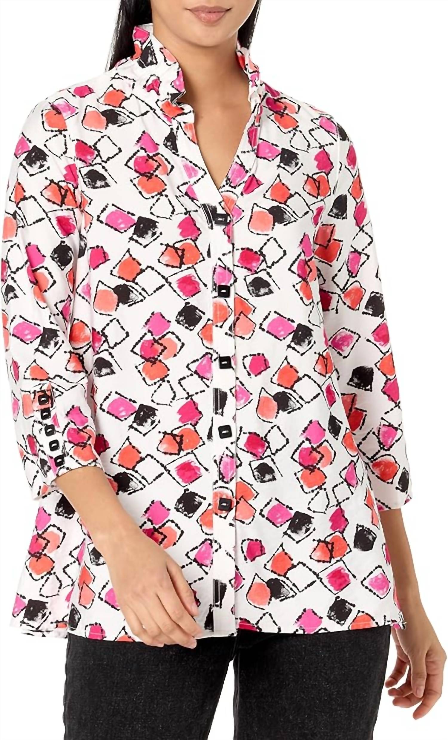 Multiples - Wire Collar Button Front Shirt