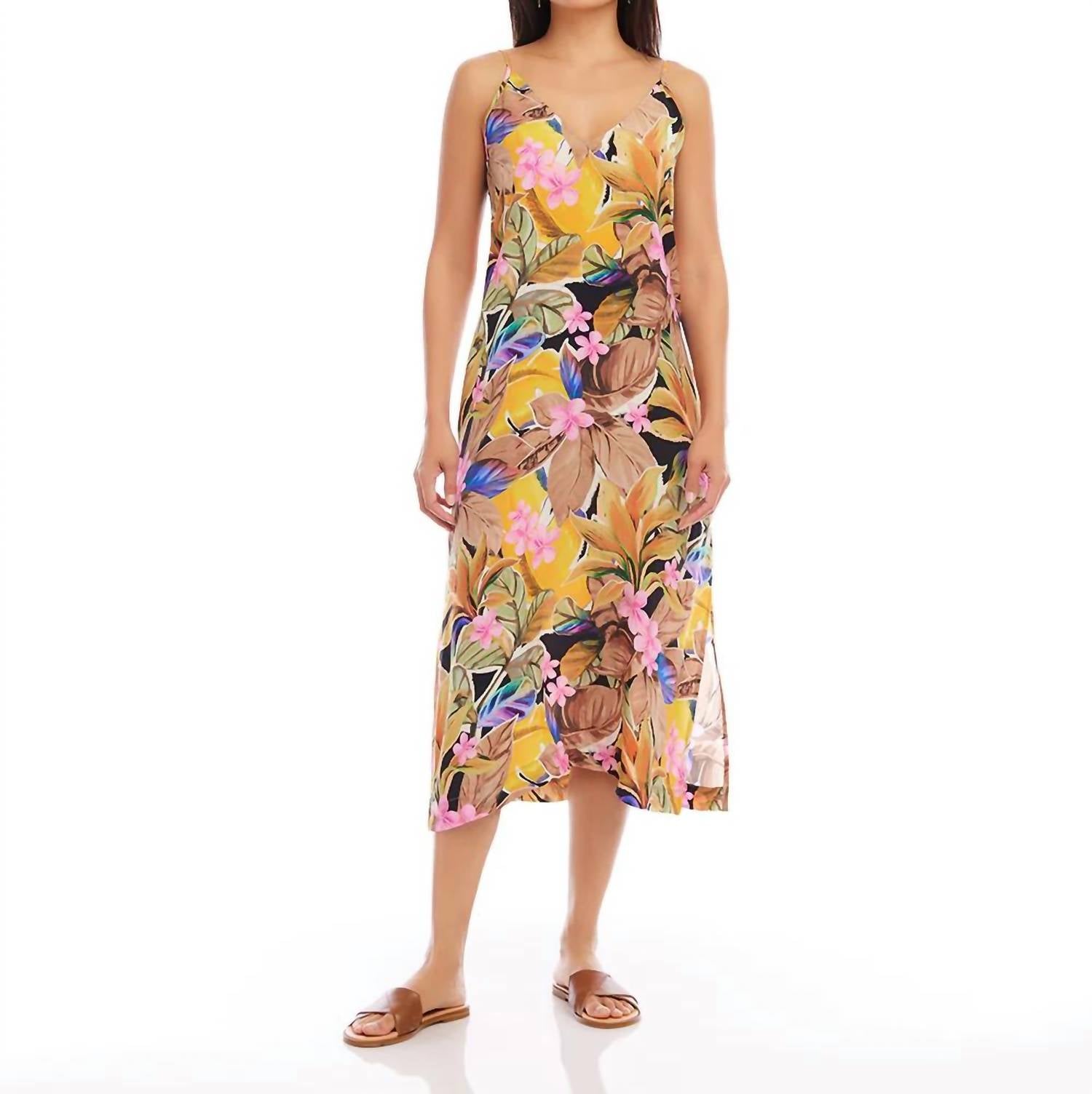 Karen Kane - Taryn Tropical Side Midi Slit Dress