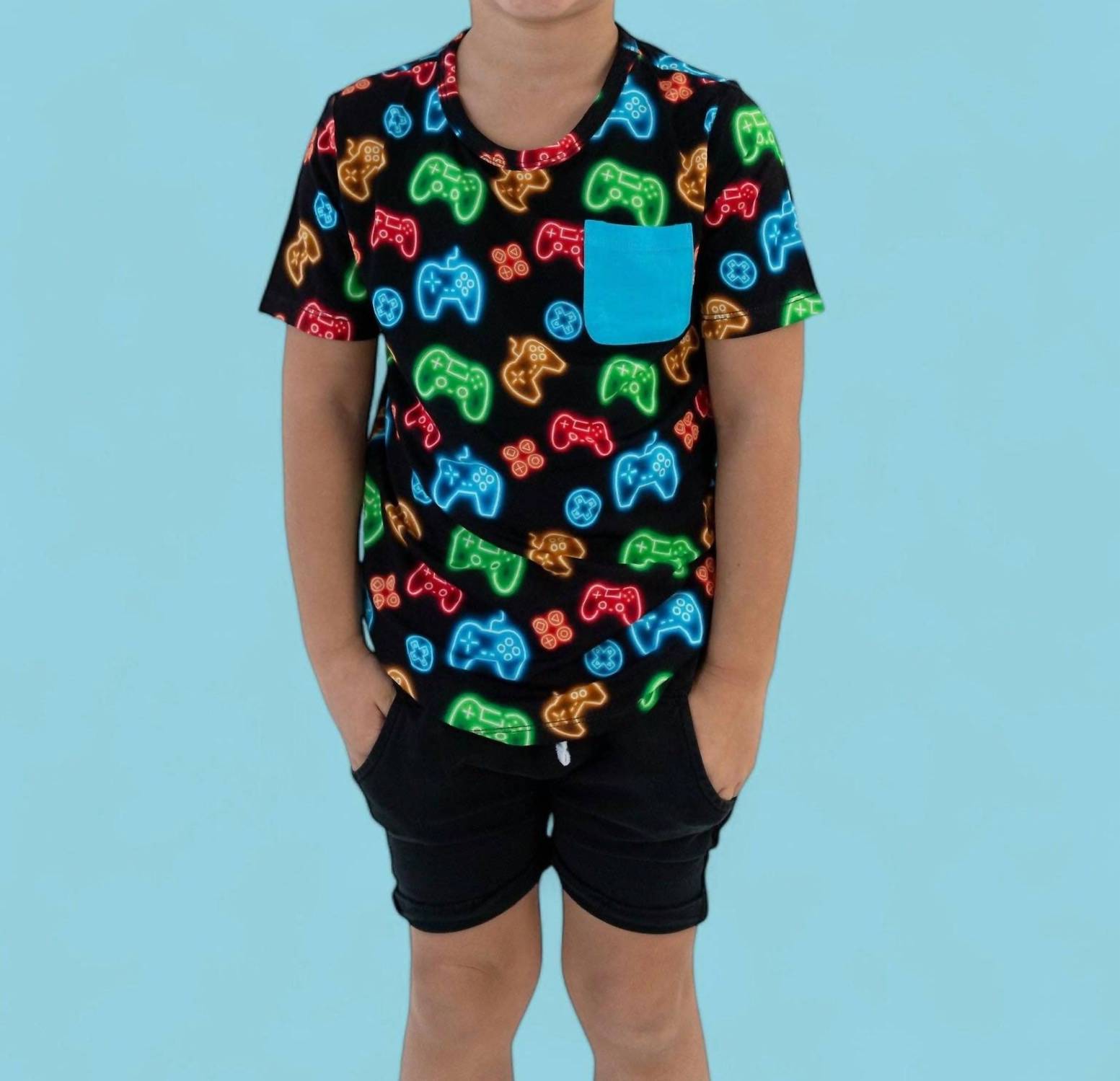 Dream Big Little Co. - Boy's Gamer Glow Dream Pocket Tshirt