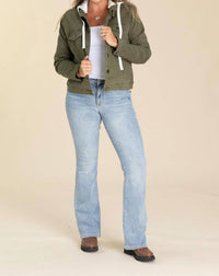 Risen - Denim Jacket With White Removable Hood