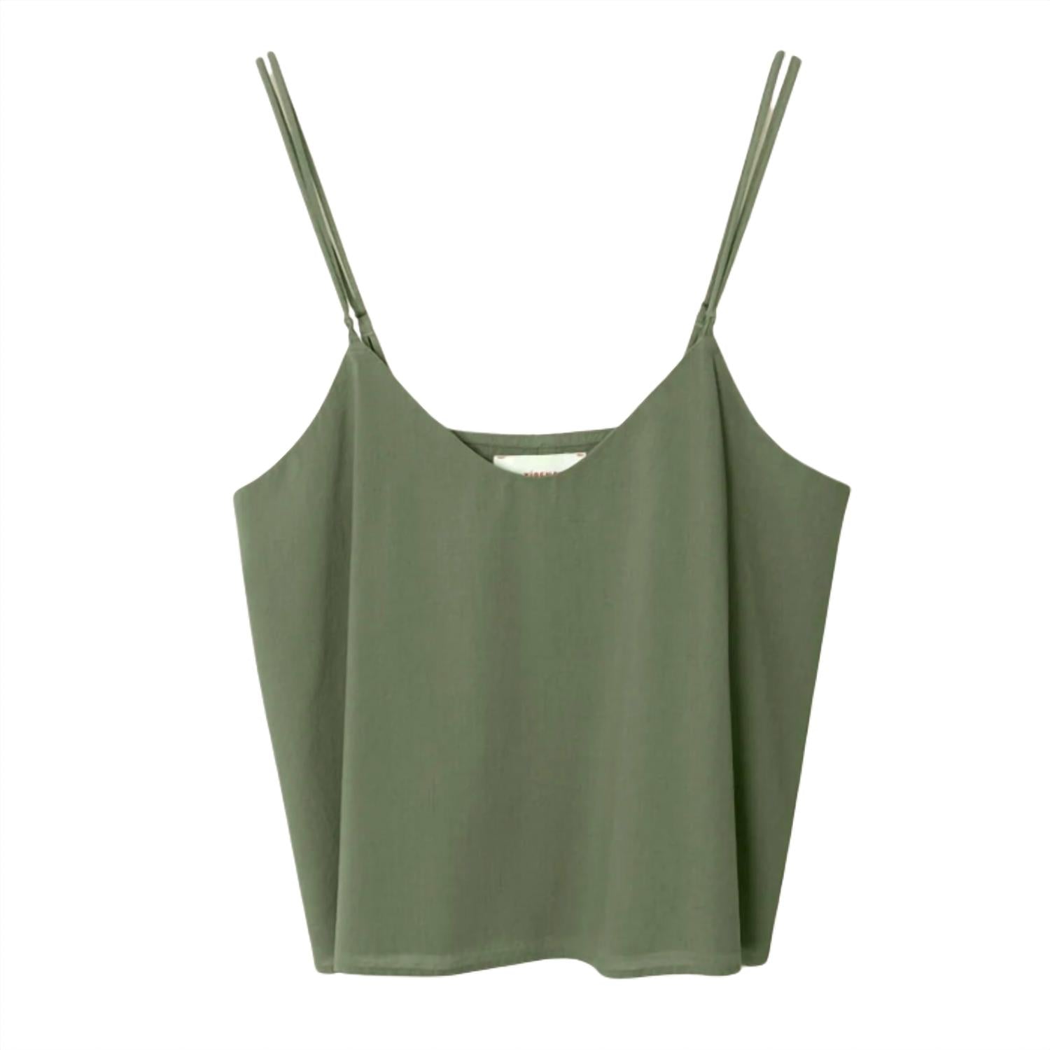 XIRENA Women's Tara Top in green army - women's shirt - detail view