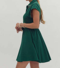 entro Crystal Embellished Mini Dress in hunter green - women's dress - view 4
