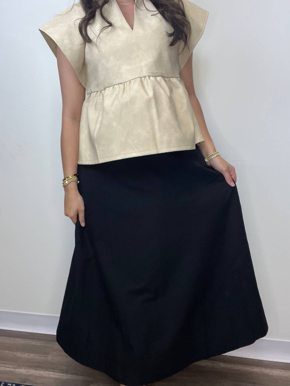 Hem & Thread - Stretch Wasteband Midi Swing Skirt