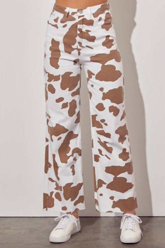 Baevely By Wellmade - Meadow Muse Cow Print Pants