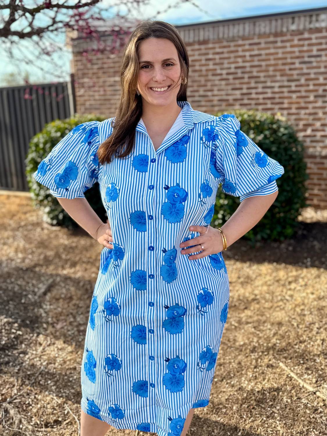 Jade - Puff Sleeve Shirt Midi Dress