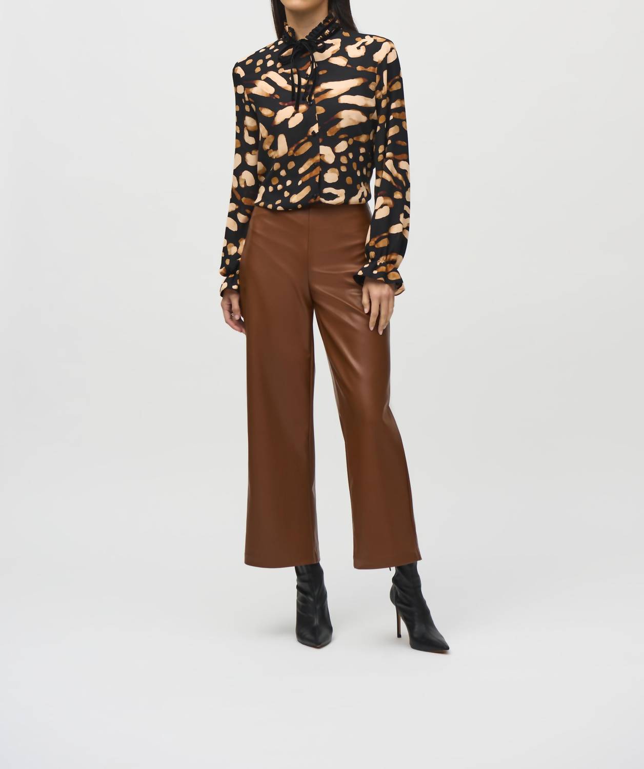 Joseph Ribkoff - Leatherette Wide-leg Pull-on Pants