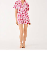 Lilly Pulitzer Mari Pajama Button-up Top in coconut dear heart - women's intimate - alternate view