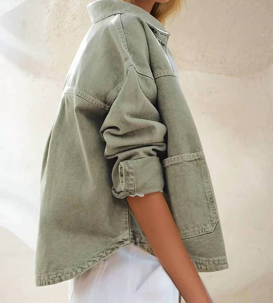 Wisteria Lane - Riley Hip Length Denim Safari Jacket