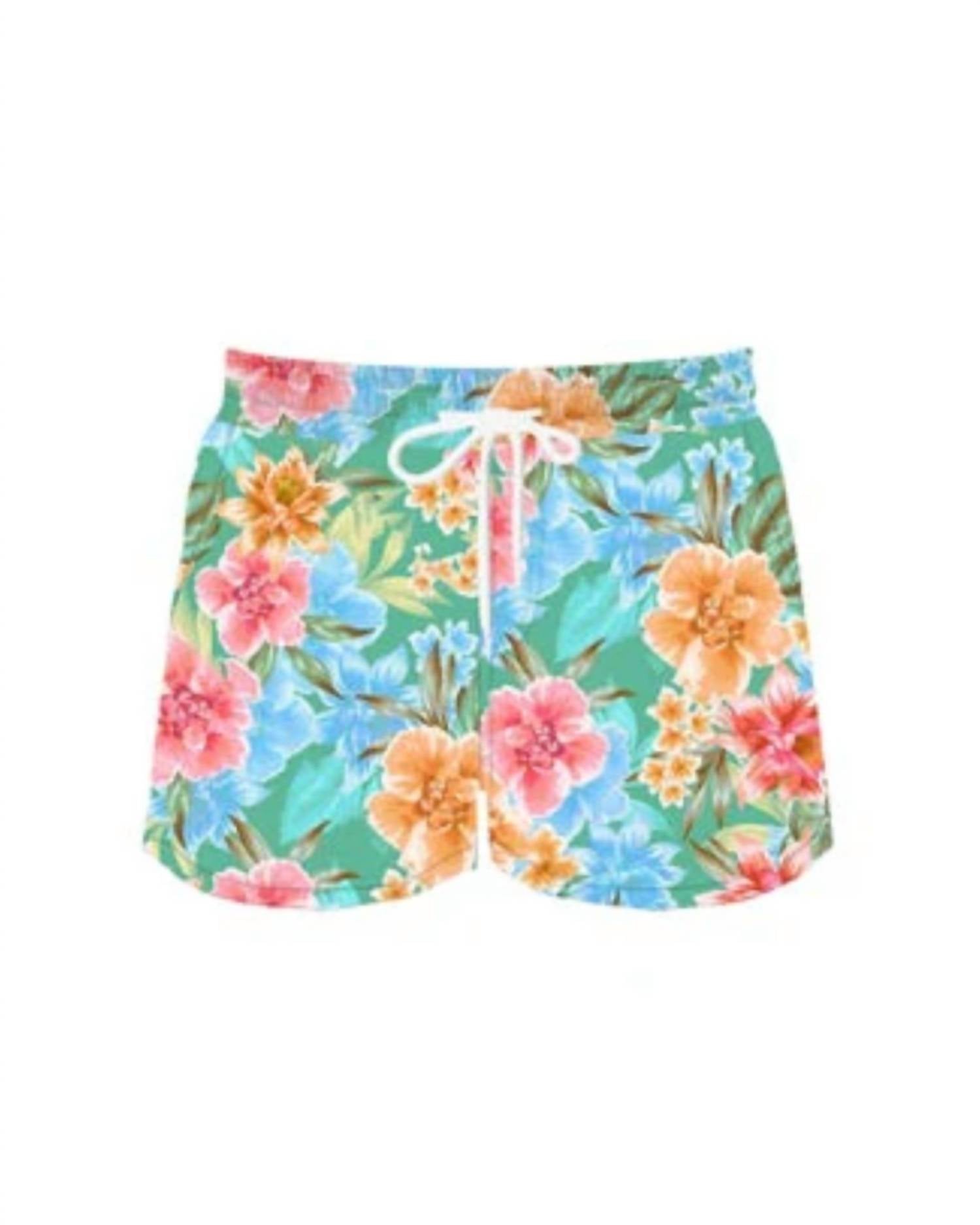 Amelia NY Men's Swim Trunk in mint floral - men's swimwear