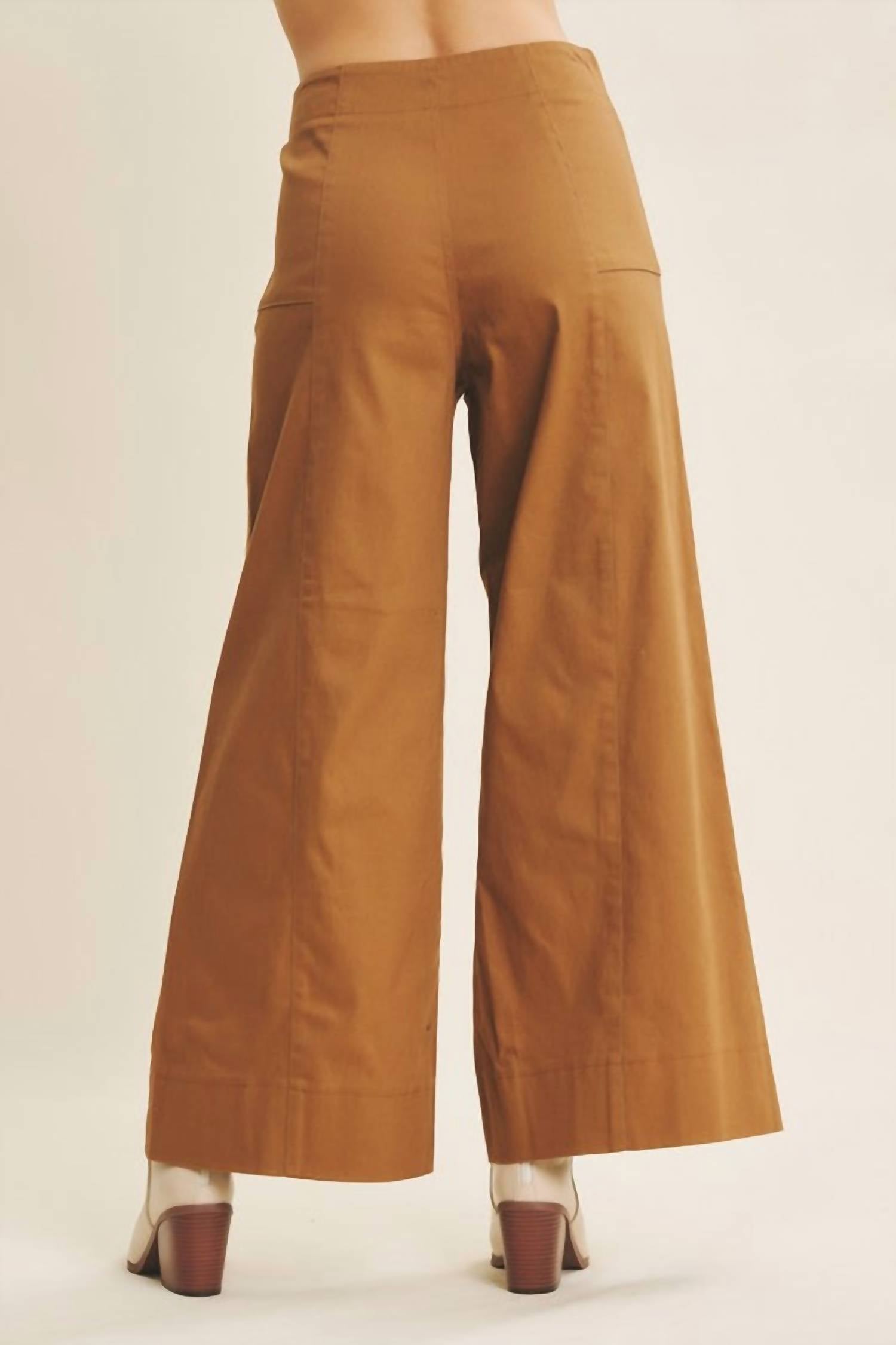 In February Melissa Stretchy Wide Leg Pant in camel - women's pants - view 4