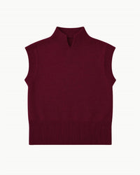 White + Warren Cashmere Sleeveless Mock Neck Vest in sangria - women's jacket - alternate view