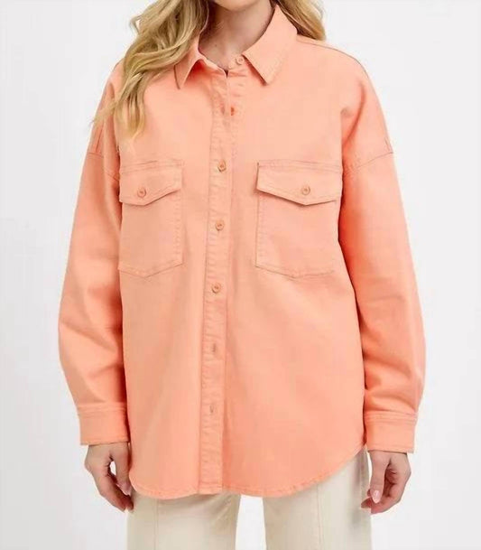 Risen - Button Down Long Sleeve Denim Shacket