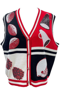 Queen Of Sparkles - Colorblock Football Icon Button Up Sweater Vest