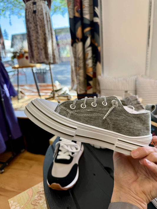 Very G - Women's Aman Velour Rhinestone Lace Up Sneaker