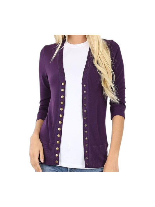 Zenana - Snap Button Sweater Cardigan