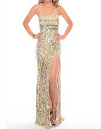 Precious Formals - Two-toned Strapless Sequin Evening Gown